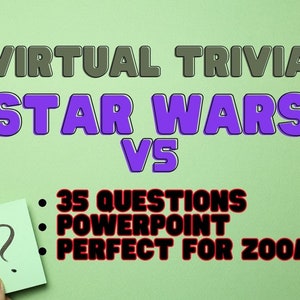 Star Wars Trivia V5 Zoom Powerpoint 35 pytań Wirtualny Trivia - Graj w grę StarWars Trivia online - Pomysły na przyjęcie urodzinowe i zabawne gry