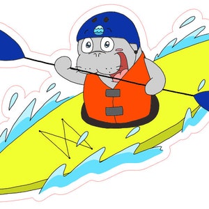 Kayaking Manatee Sticker