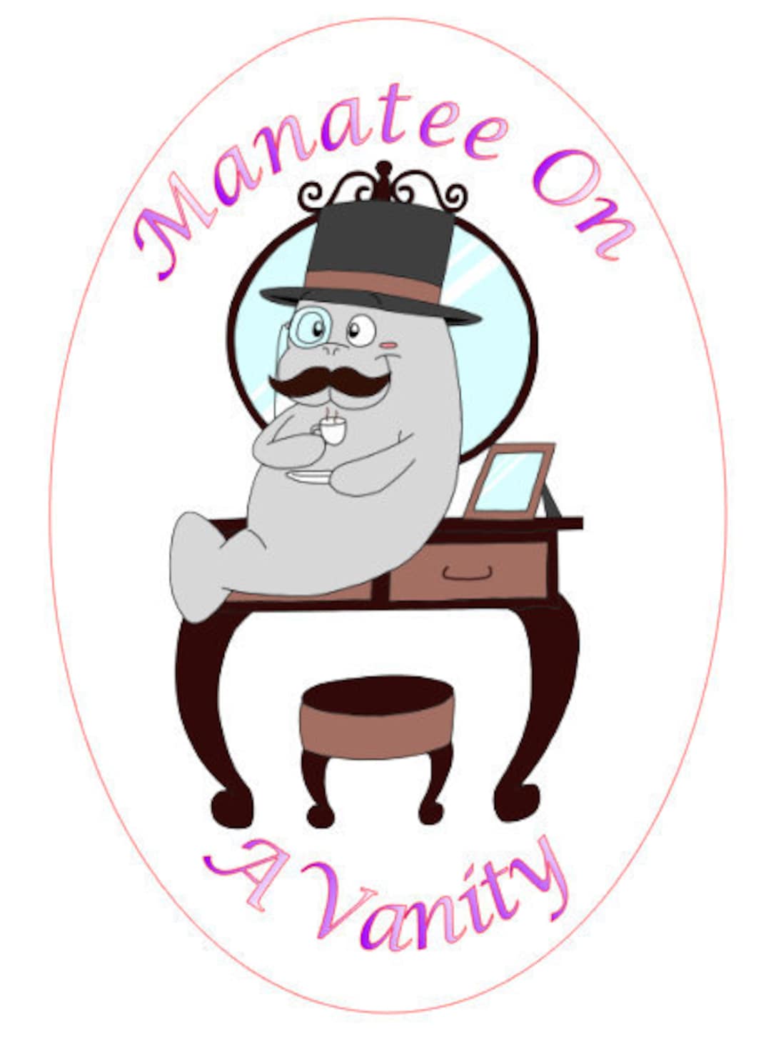 Vanity Sticker Manatee on a Vanity Sticker - Etsy