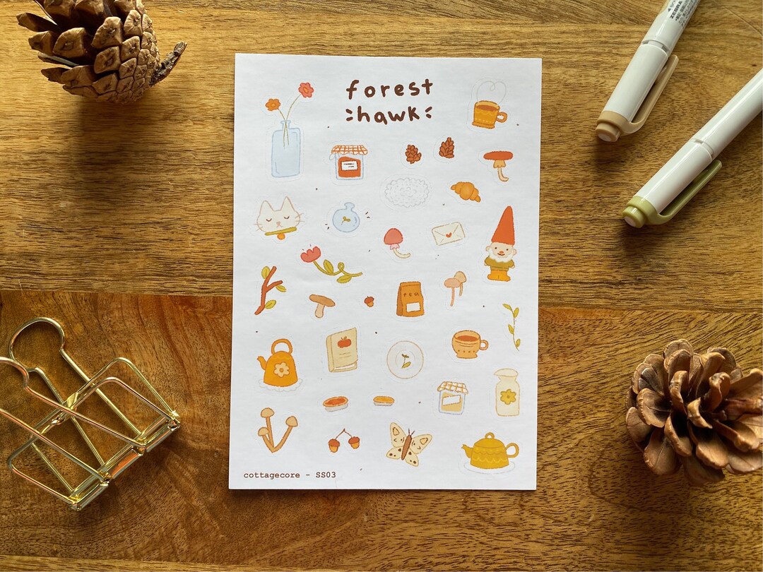 Cottagecore Sticker Sheet // Stickers for Journaling, Cute, Aesthetic ...