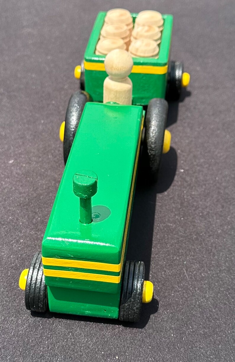 Wood Toy Tractor With Trailer and Barrels. - Etsy