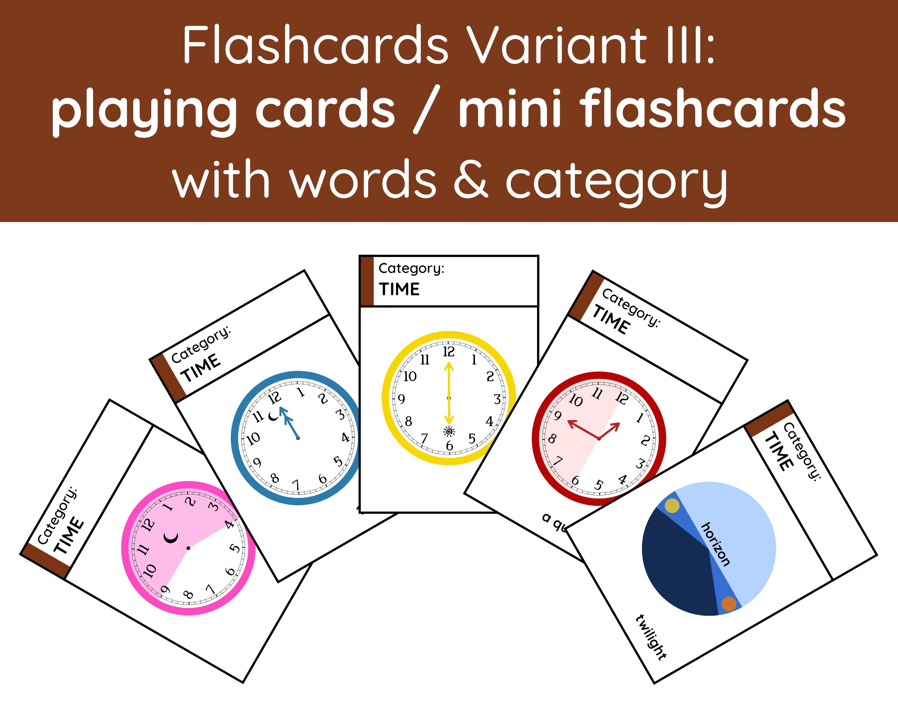 64 CLOCK TIME Flashcards Hours Parts of Day Printable - Etsy