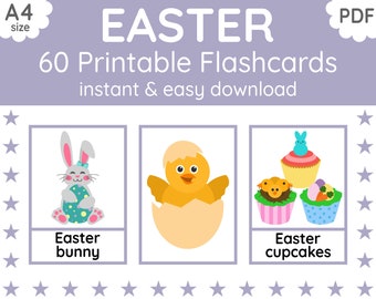 60 EASTER Flashcards | Spring Flashcards | Printable Flashcards | Flashcards for Kids | English Teaching