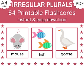 84 ONREGELMATIGE MEERVOUDIGE ZELFSTANDIGHEDEN Flashcards | 42 woordparen | Grammatica | Flashcards voor kinderen | Engels onderwijs