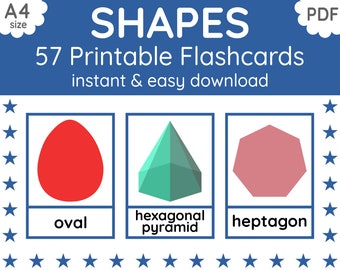 Geometrische vormen Flashcards | 2D- en 3D-leren (digitale pdf-download)