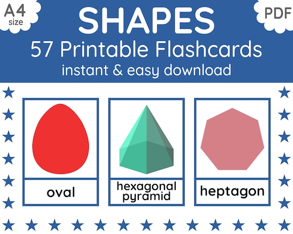 57 geometric shapes flashcards 2d 3d shapes flashcards etsy