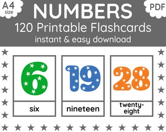 Cijferkaarten 1-100+ | Engelse les voor kinderen (digitale pdf-download)