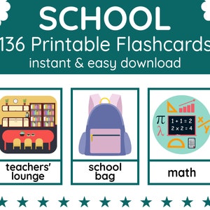 136 Flashcard SCUOLA / Elettrodomestici scolastici, Oggetti, Soggetti, Persone, Termini / Flashcard stampabili / Flashcard per bambini / Insegnamento dell'inglese