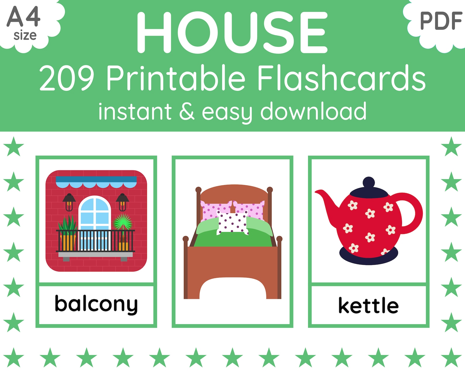 209 AROUND THE HOUSE flashcards Household Items Rooms in a Etsy