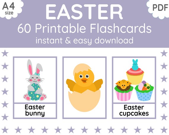 60 EASTER flashcards Printable Flashcards Spring | Etsy