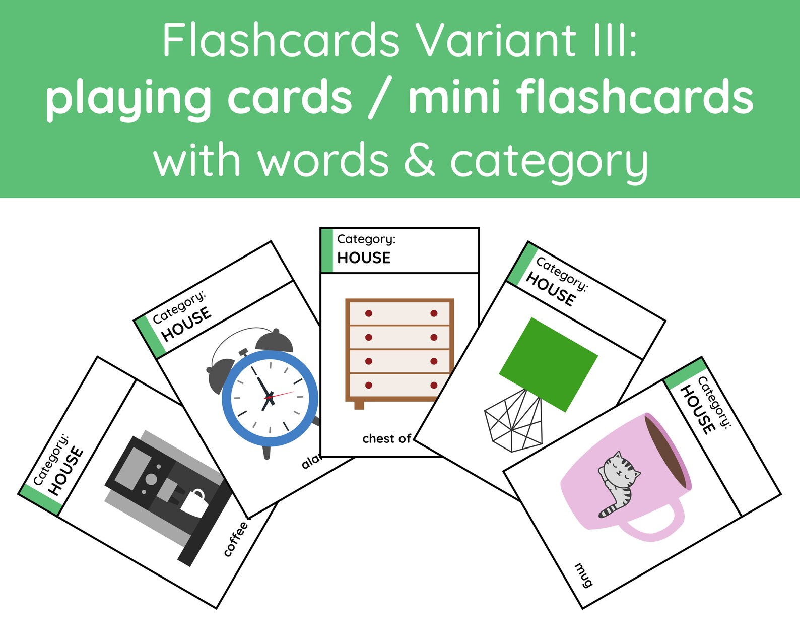 209 AROUND THE HOUSE Flashcards Household Items Rooms in a Etsy UK