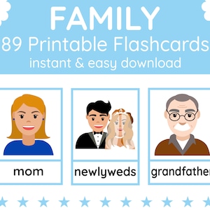 89 FAMIGLIA E PARENTI Flashcard / Flashcard stampabili / Flashcard per bambini / Insegnamento dell'inglese