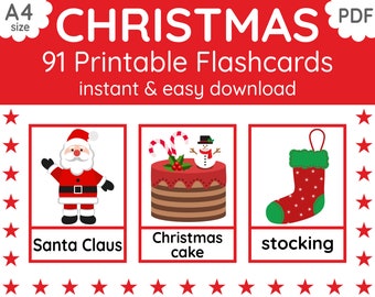 Flashcards Kerstmis en Nieuwjaar | Engels lesgeven (digitale pdf-download)