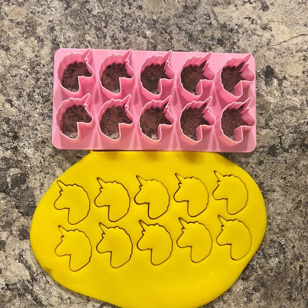 Multi-Cutter Unicorn Head (10, 20, 40 or 60) Cookie Cutter / Polymer Clay / Fondant / Playdoh