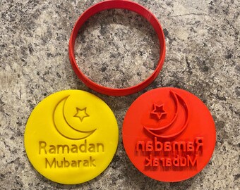 Cortador de contorno y sello de luna y estrella de Ramadán Mubarak