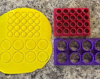 Multi-Cutter Scalloped Circles (10, 20, 40 or 60) Cookie Cutter / Polymer Clay / Fondant / Playdoh