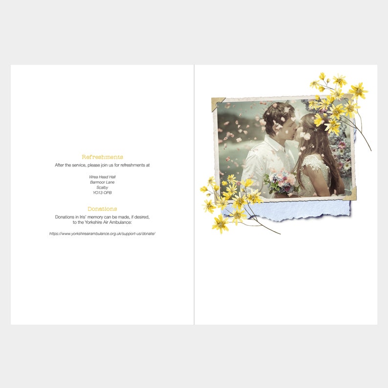 Printed Funeral Order of Service - Vintage Scrapbook Style - Beautiful ...