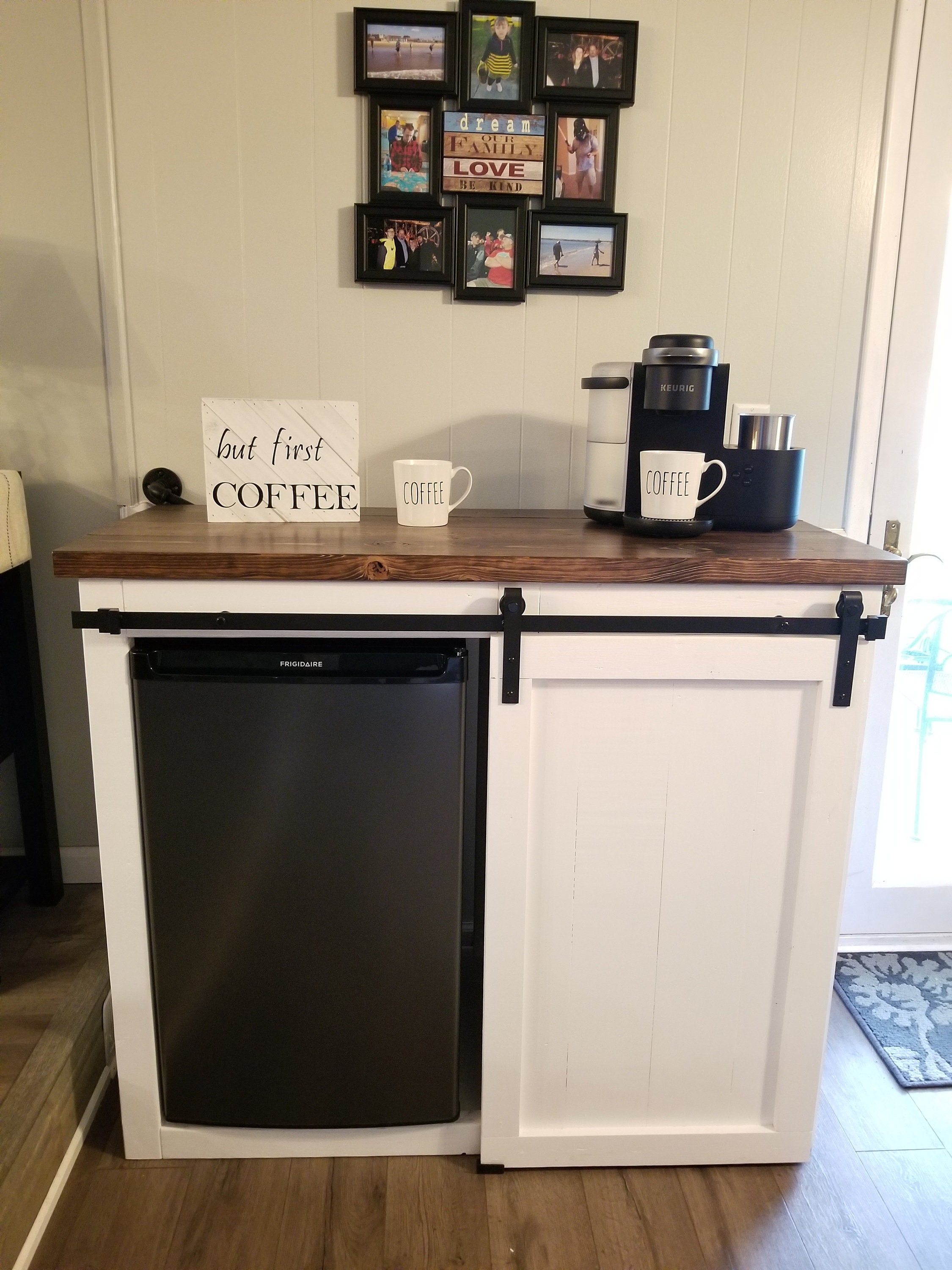 Mini Fridge Farmhouse Style Cabinet Beverage Bar Coffee Mini Fridge Farmhouse Style Cabinet, Coffee Bar Cabinet With Refrigerator