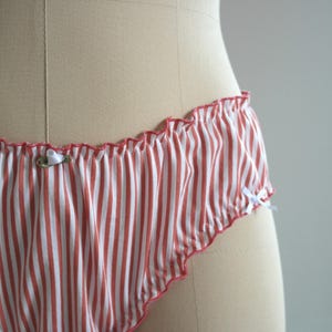 SUMMER STRIPED cotton bloomer panty Red and white striped frilly edge bloomer with bows and roses
