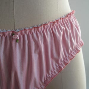 Pink striped cotton bloomer with satin rose Blushed pink boudoir style panty