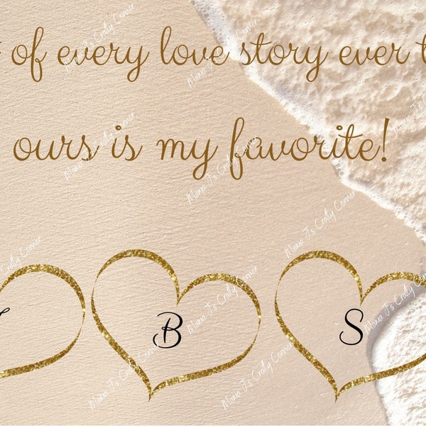 In the sand “Our love story” Throuple/Triad Polyamorous Greeting Card Alternative Love
