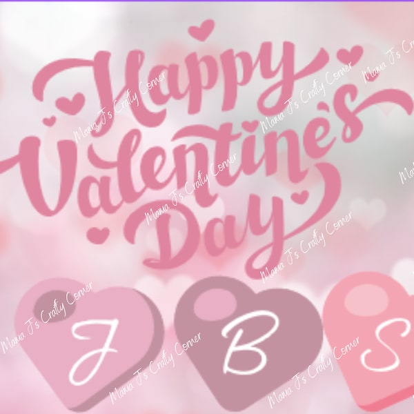 Happy Valentine's Day Romantic 3 Hearts with Initials Greeting Card Alternative Love  (Throuple, Triad, Polyamorous)
