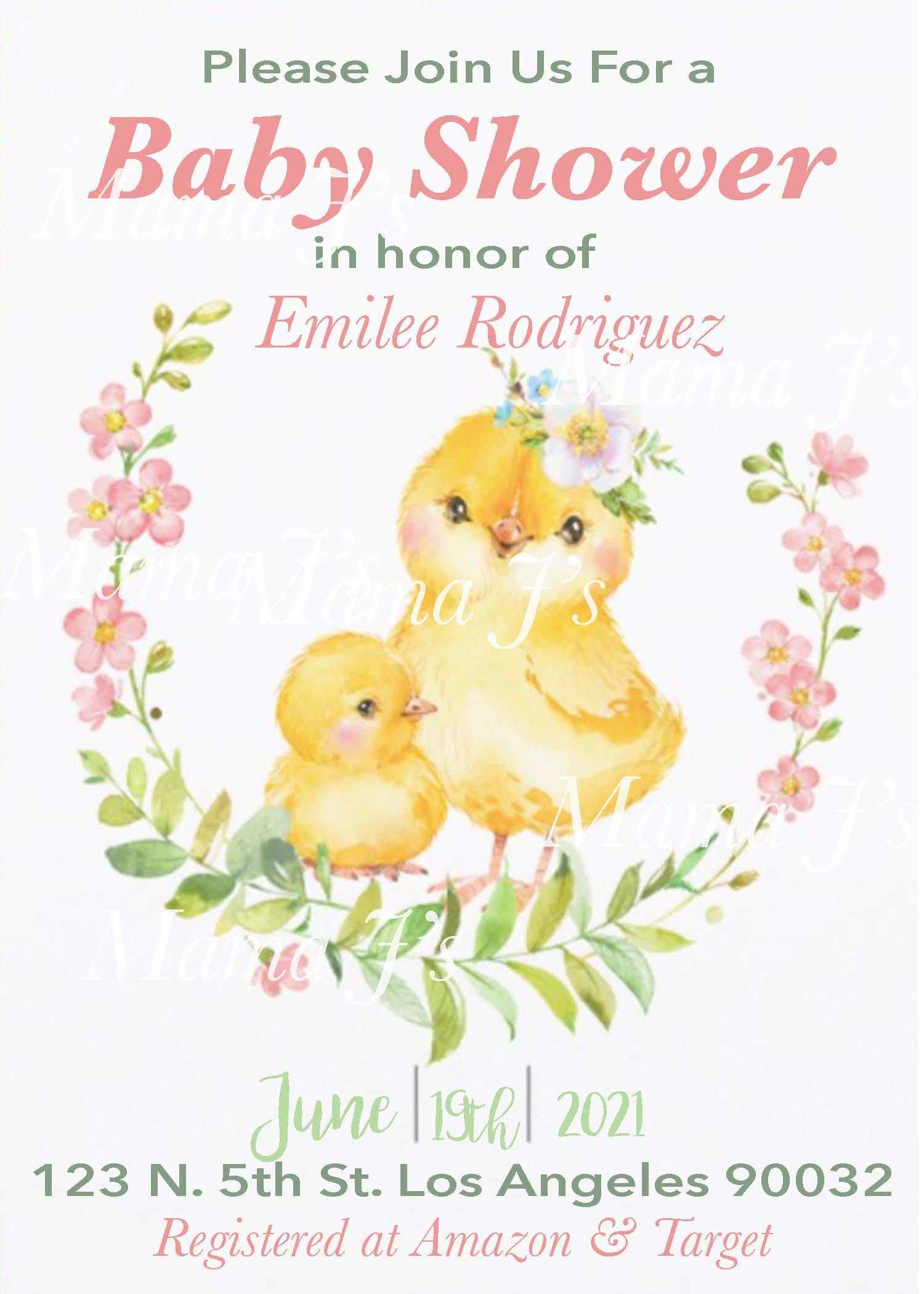 Floral Baby Chick SelfPrint Baby Shower Invitation chicken Etsy