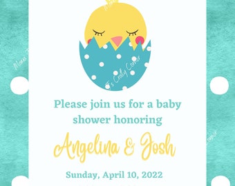 Hatching Chick Baby Shower Invitation Print File (Chicken, Hen, Baby Shower)