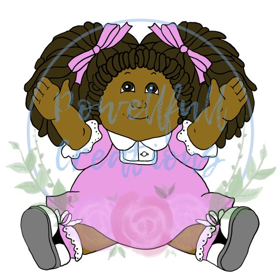 Hand drawn cabbage patch doll digital download png