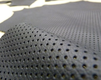 Automotive Black Perforated Leather 70cm x 50cm Italy Geniuine Leather 1 -1mm for FURNITURE / CAR REPAIRS