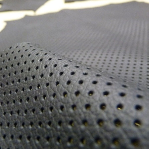 Automotive Black Perforated Leather 70cm x 50cm Italy Geniuine Leather 1 -1mm for FURNITURE / CAR REPAIRS