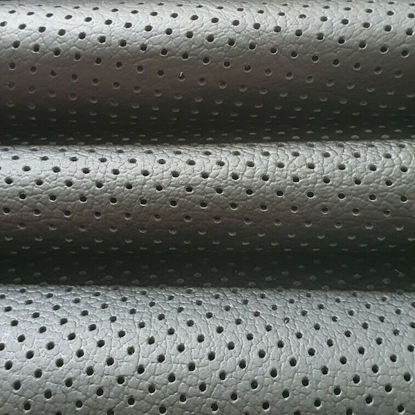 20cm x 15cm italian MOTO black perforated leather repair patch for car seats etc