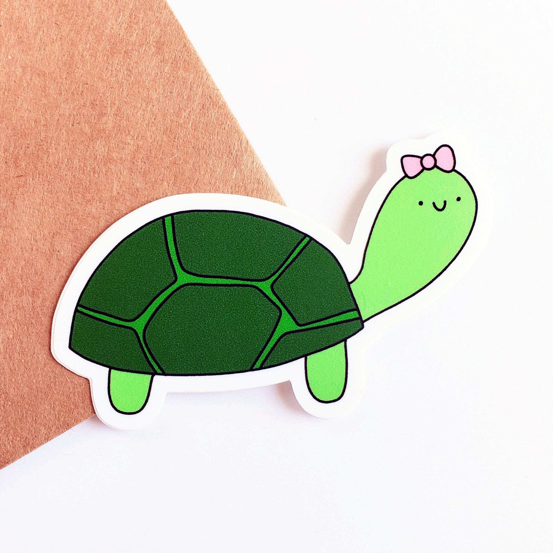 Happy Turtle With Bow-turtle-cute-waterproof-vinyl Sticker - Etsy Happy Turtle With Bow-turtle-cute-waterproof-vinyl Sticker - Etsy