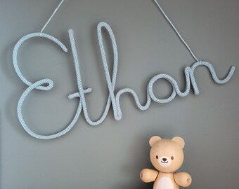 Personalised Wire Word Wall Sign . Knitted Wire Word . Nursery Decor . Wall Hanging . Room Sign . Children's Bedroom Decor . Baby Gift