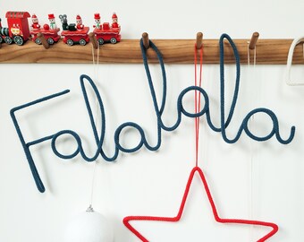 Falalala Wire Wall Sign/ Fun Christmas Wall Art/ Knitted Christmas Word/ Christmas Kids Room/ Merry and Bright Home/ Christmas Room