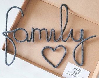 FAMILY Wire Word Sign . Home Decor . Wall Hanging. Photo Gallery Wall Art . New Baby Gift . Wire Sign . New Home Gift . Wedding Sign . love