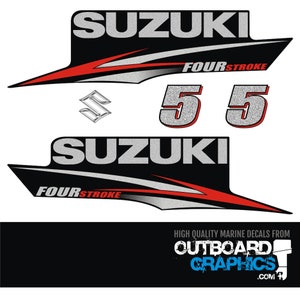 Suzuki DF5 5hp four stroke outboard engine decals/sticker kit - post 2010 + FREE SQUEEGEE