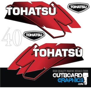 Tohatsu 40hp 2 stroke (2006) outboard engine decals/sticker kit + FREE SQUEEGEE