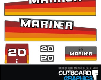 Mariner 20hp rainbow outboard engine decals/sticker kit