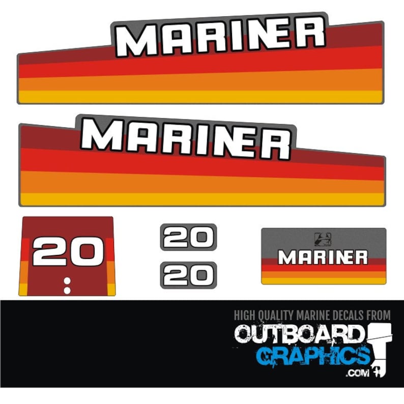 Mariner 20hp Rainbow Outboard Engine Decals/sticker Kit Etsy