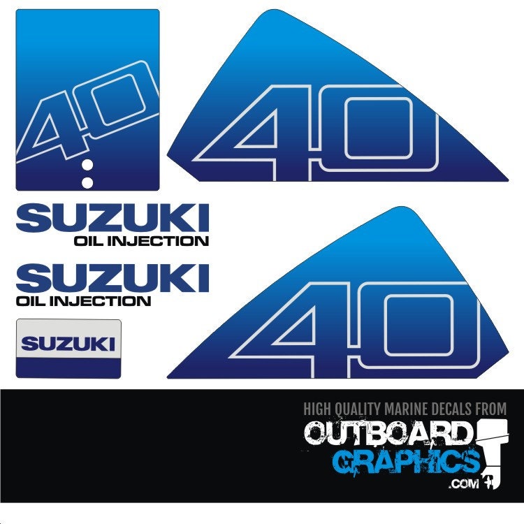 Suzuki Dt40hp Outboard Engine Decals/sticker Kit (2 Hole Rear Panel ...