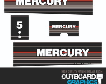 Mercury 5hp 2 stroke (1990) outboard decals/sticker kit