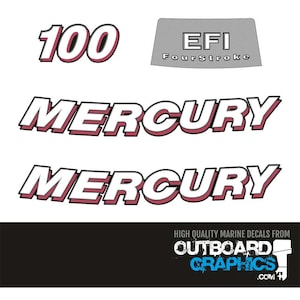 Kit adesivi/decalcomanie per fuoribordo a quattro tempi Mercury F100 + TERGIPAVIMENTO GRATUITO - Tutti gli ordini negli Stati Uniti vengono spediti con dazi doganali pagati - Nessun dazio aggiuntivo da pagare.