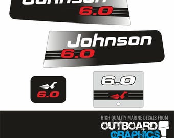 Johnson 6hp Outboard Engine Decal Kit (1996) + Squeegee