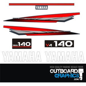 Yamaha 140hp V4 two stroke outboard engine decals/sticker kit + FREE SQUEEGEE