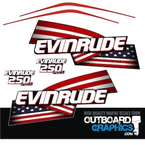 Evinrude 250hp ETEC / E-TEC HO outboard engine decals/sticker kit (blue cowl) + Free Squeegee