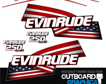 Evinrude 250hp Etec / e-tec HO outboard engine decals/sticker kit (blue cowl)