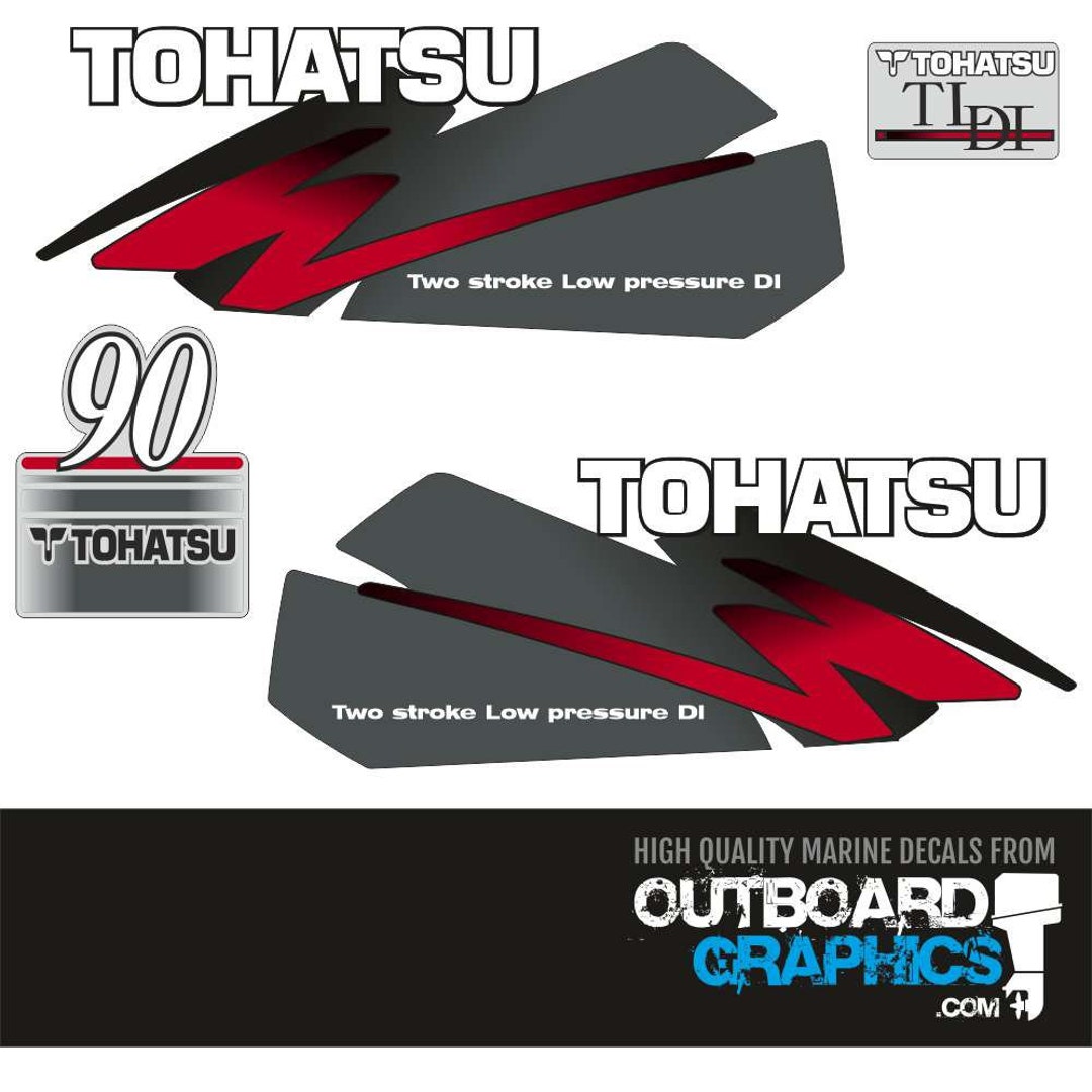 Tohatsu 90hp TLDI Outboard Engine Decals/sticker Kit Red Etsy