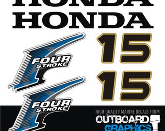 Honda BF15 15hp 4 stroke outboard engine decals/sticker kit - Tariff free to USA