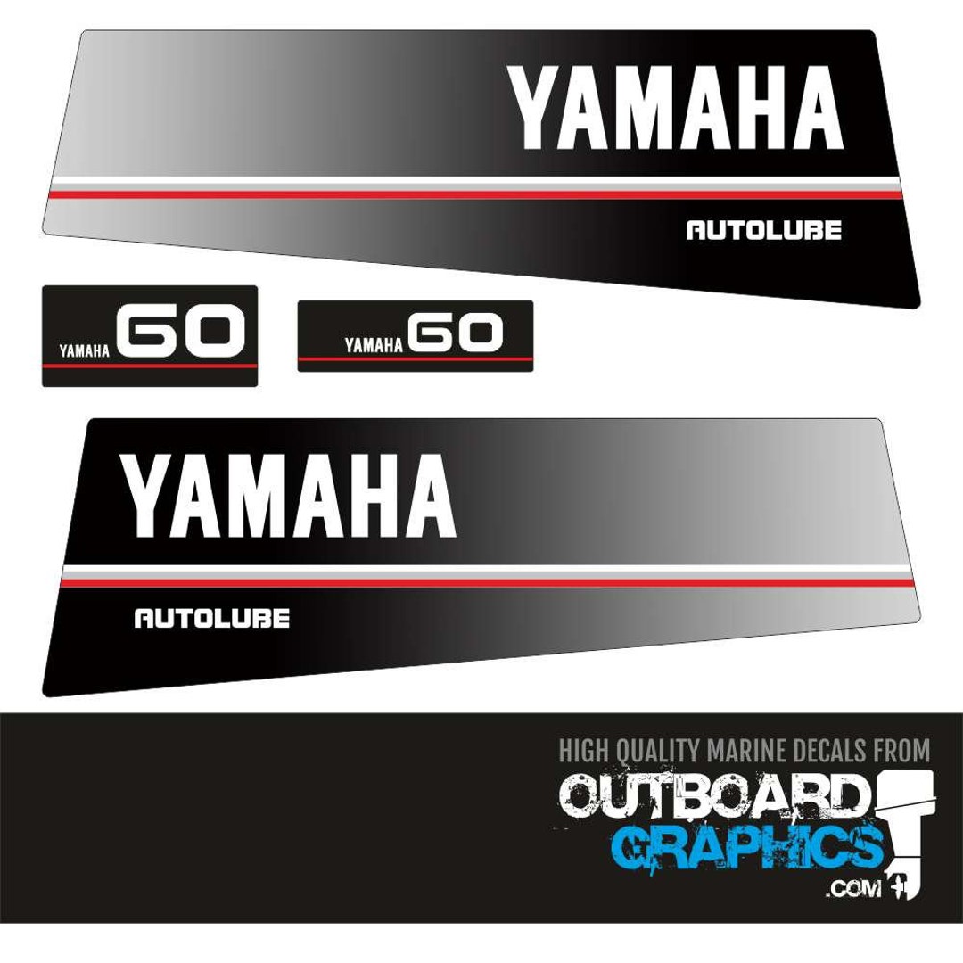 Yamaha 60hp Autolube Outboard Engine Decals/sticker Kit – Black - All ...